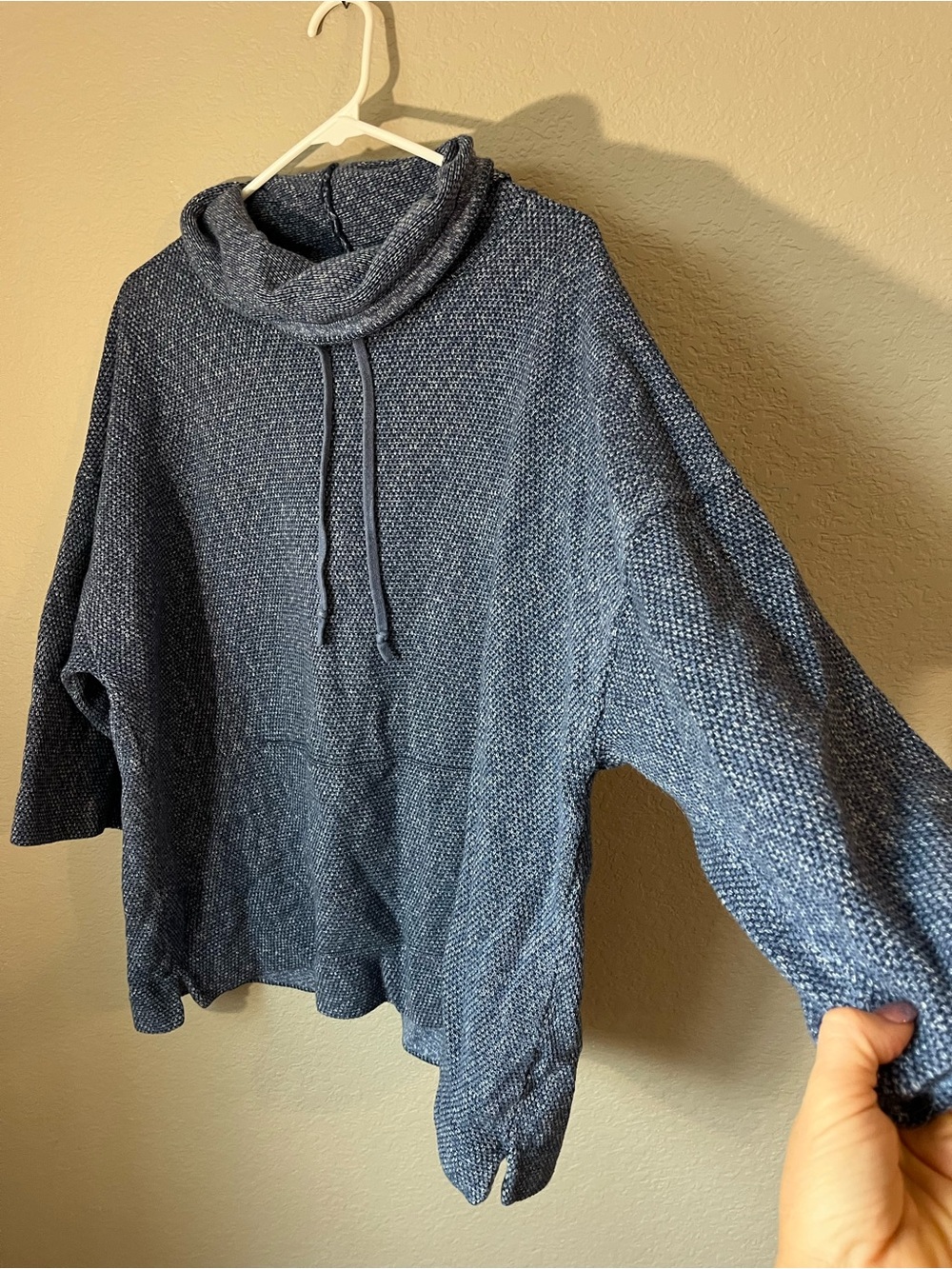 Pure Jill J.Jill Blue Cowl Neck Sweater XL Drawstring Oversized Tunic Fall